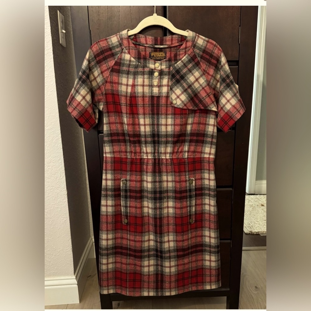 Pendleton Portland Collection red plaid wool dress